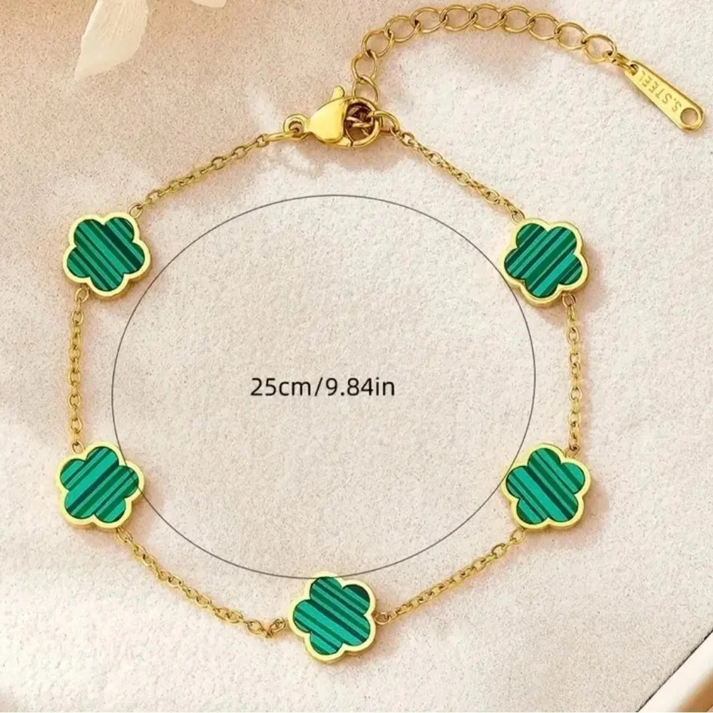 Titanium steel lucky clover flower bracelet